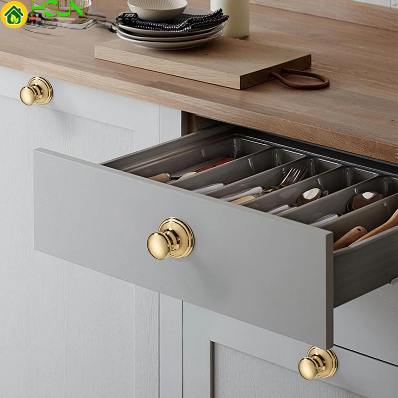 High end North European wardrobe door handle Nordic simple cabinet drawer light luxury gold kitchen single