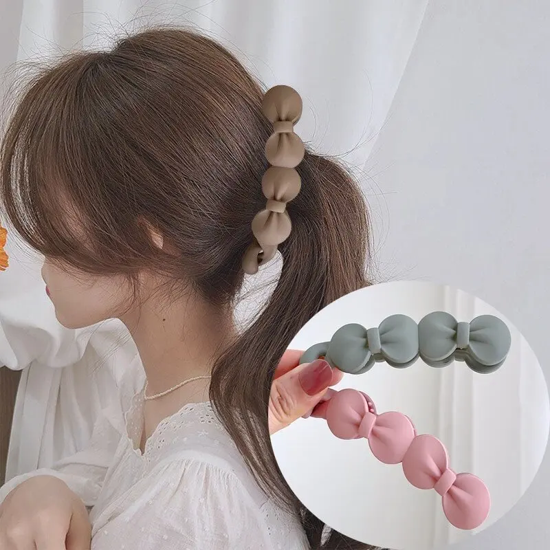 

Korean Solid Color Hair Clip Girls Fashion Bow Banana Clip Women Hair Accessories