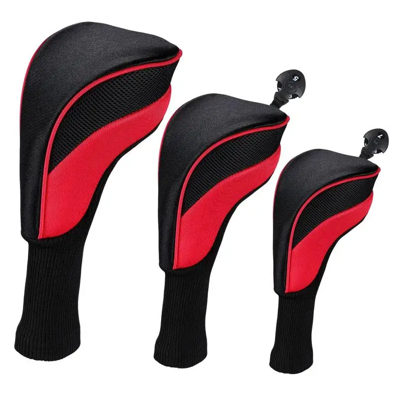 

Golf Club Cover Non-Skip Mens Golf Driver Cover 3Pcs Head Covers Thick Sponge Liner Lining Interchangeable No. Tags 3 4 5 6 7 X