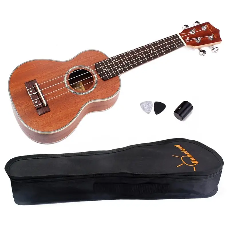 

21 дюймовая акустическая укулеле, твердая Красная гитара Сопрано, гавайская мини-гитара, 4 струны, укулеле, подставка из розового дерева