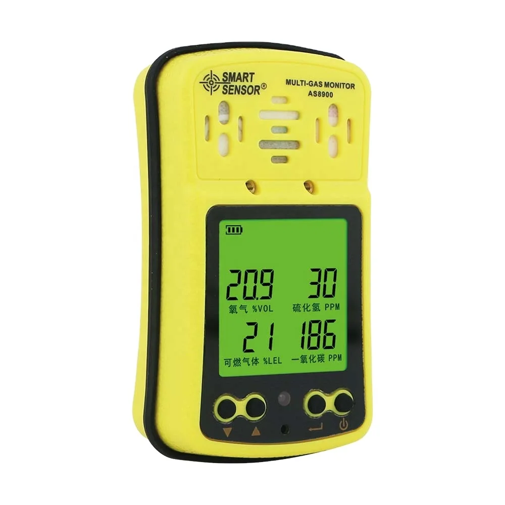 MuMulti Gas Monitor O2 Oxygen CO Carbon Monoxide Gas Detector, AS8900 Hydrothion Portable h2s Combustible Gas Detector