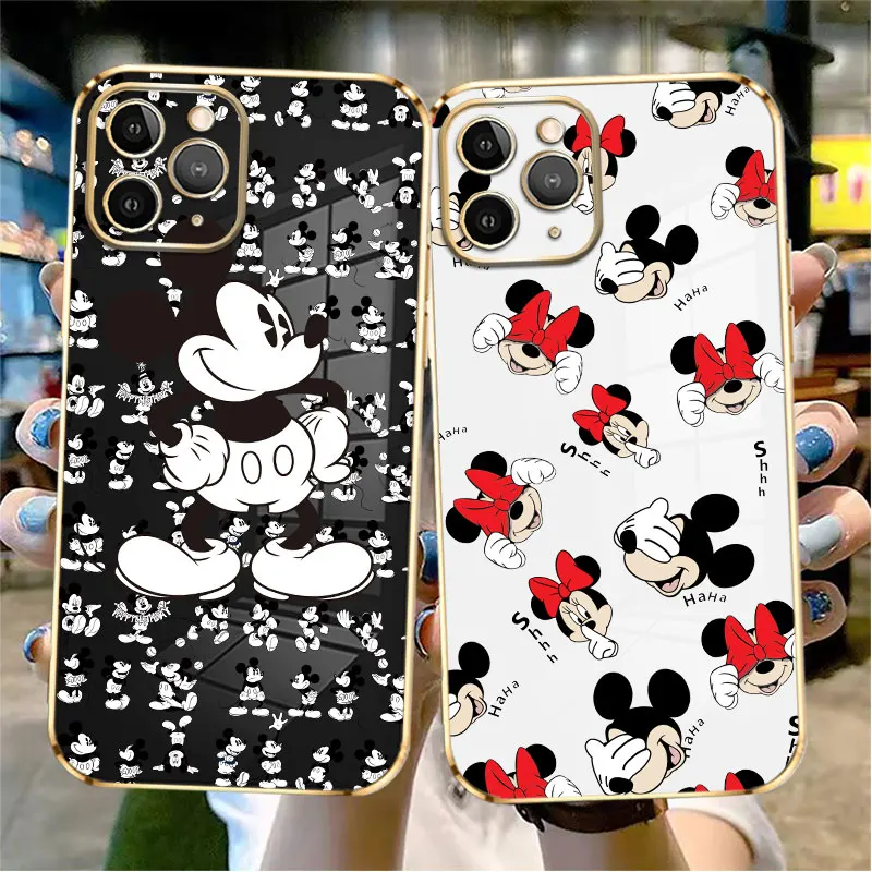 

Minnie Classic Mickey Pattern Luxury Soft Plating Phone Case For iPhone 14 13 12 11 Pro Max Mini X XR XS Max 7 8 6 6s Plus Shell