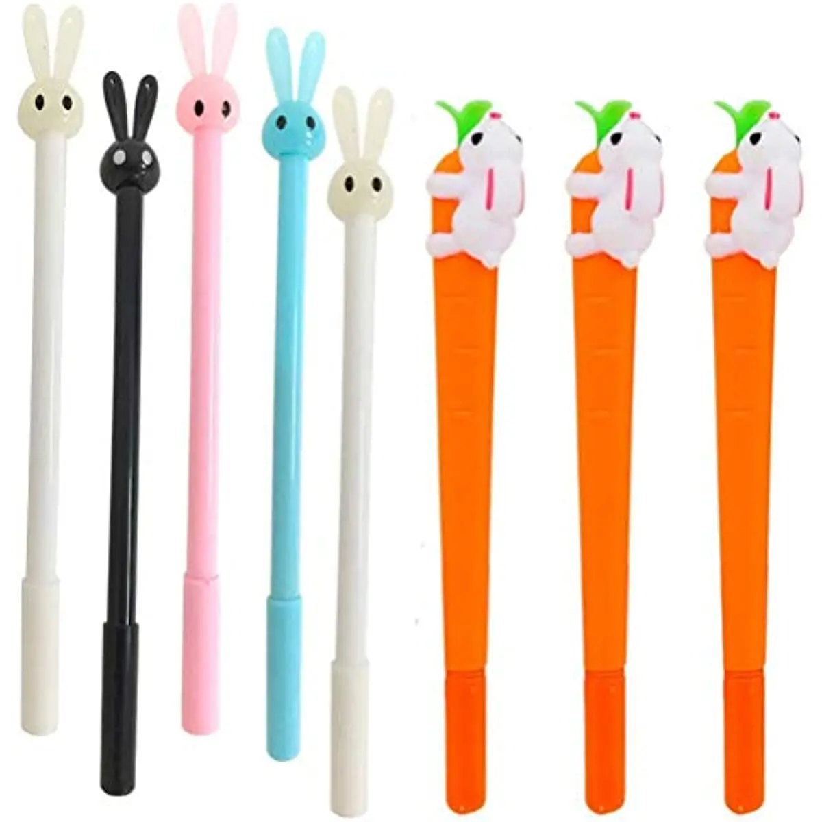 18 Pcs New Cute Bunny Rabbit Carrot Gel Ink Pens Black Ball Point Pens Creative Gifts for Office School Student Supplies Set