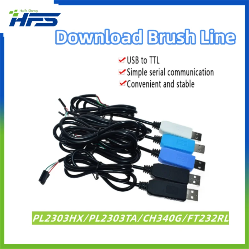 

USB to UART TTL Cable Module, Serial Port Adapter, FT232RL PL2303HX, USB to TTL Transfer, RS232, CH340 Download Cable