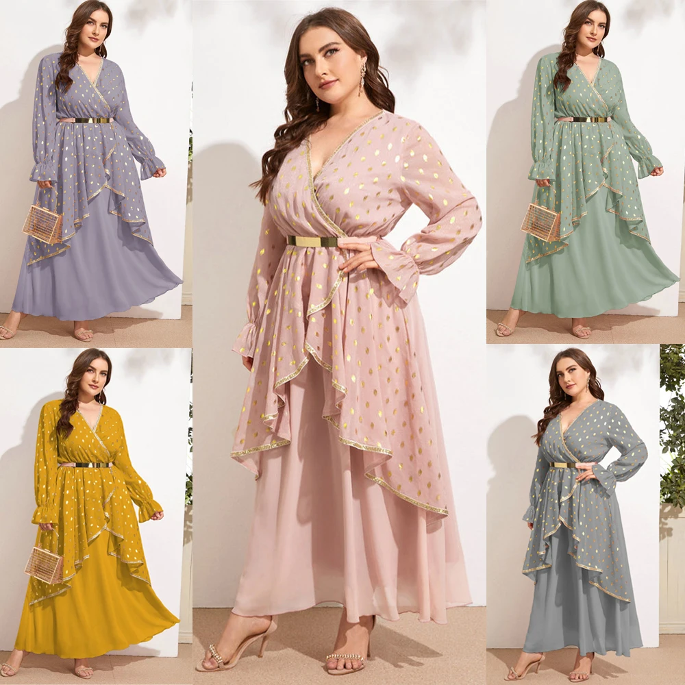 

New Fashion Elegant Spring Summer Women Long Dress Print Muslim Abaya Arab Maxi Robe Bohemian Ethnic Dubai Ramadan Plus Size 4XL