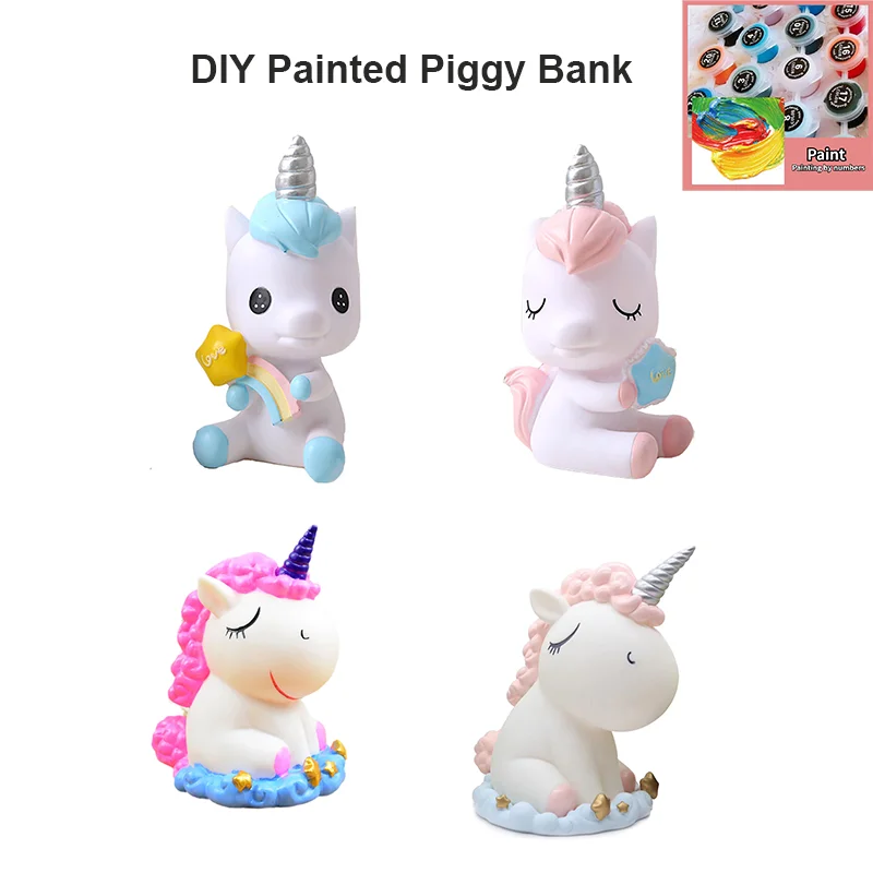 

DIY Handmade Painted Cute Piggy Bank Unbreakable Cartoon Money Box Children Coloring Educational Toy Home Desktop Ornament Decor