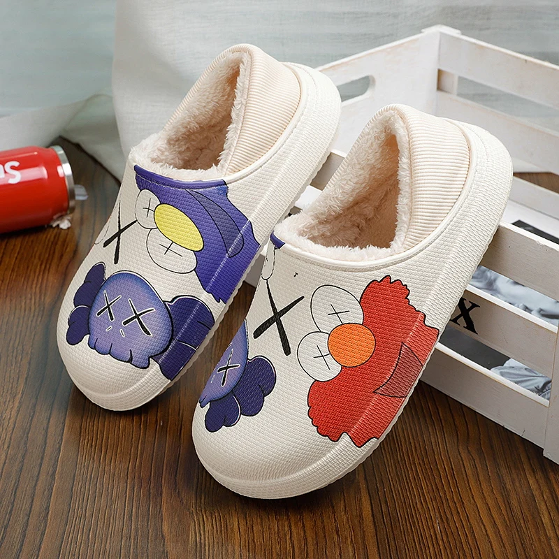 

Couples' cotton shoes winter warm plush women's indoor slippers outdoor snow men's plus size cotton shoes Lightweight home shoes
