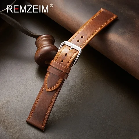 Ремешок из кожи REMZEIM для часов 18/19/20/21/22 мм
