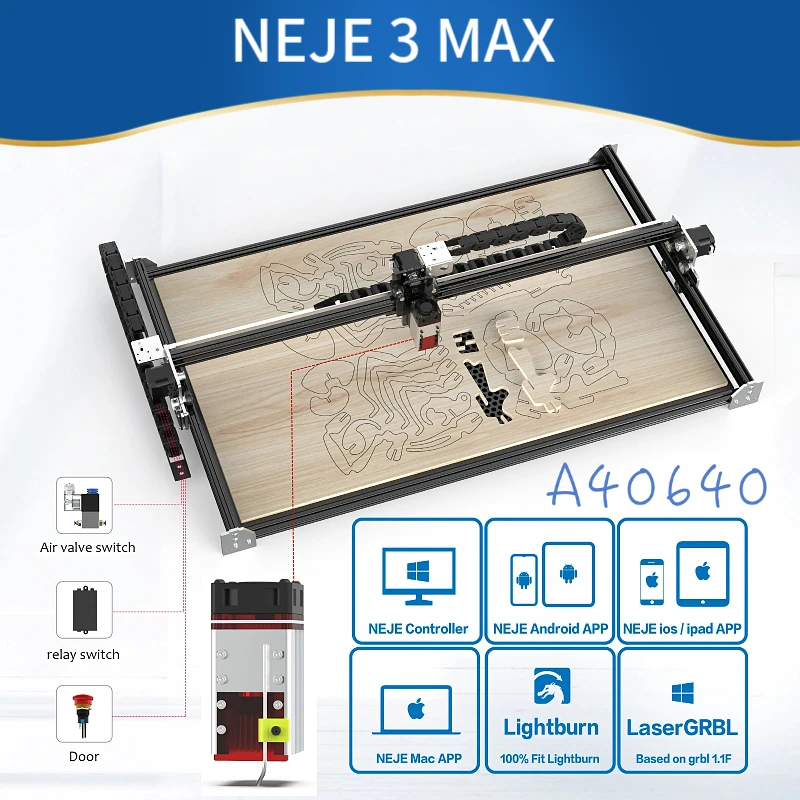NEJE Master 3 Max  A40640 CNC Wood Laser Engraver Cutter Cutting Engraving Machine Router Lightburn LaserGRBL App Control