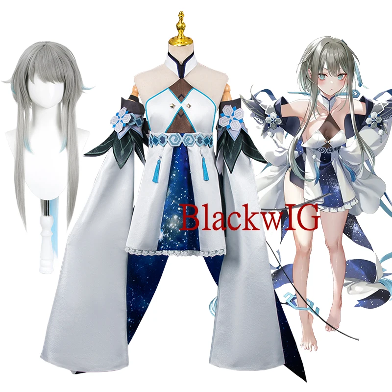 

Костюм для косплея Game Genshin Impact Guizhong, парик на Хэллоуин, женская униформа для девушек, в наличии [Размер Искусственный]