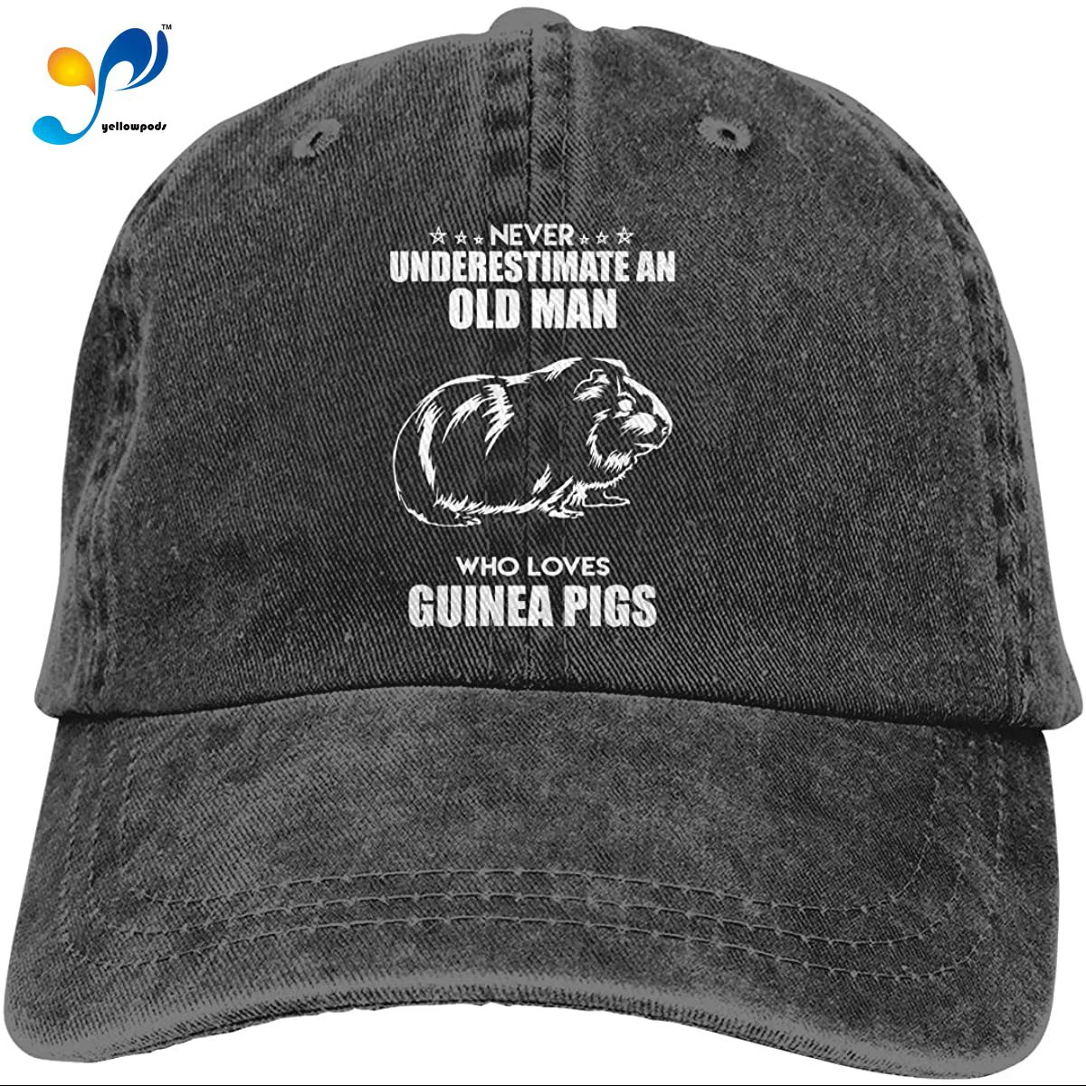 

Old Man Loves Guinea Pigs Vintage Washed Twill Baseball Caps Adjustable Hat Funny Humor Irony Graphics Of Adult Gift Black