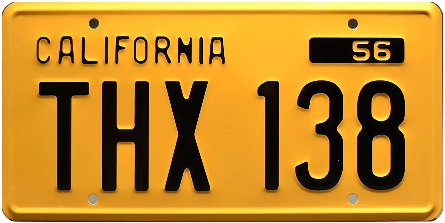 

Celebrity Machines American Graffiti | THX 138 | Metal Stamped License Plate