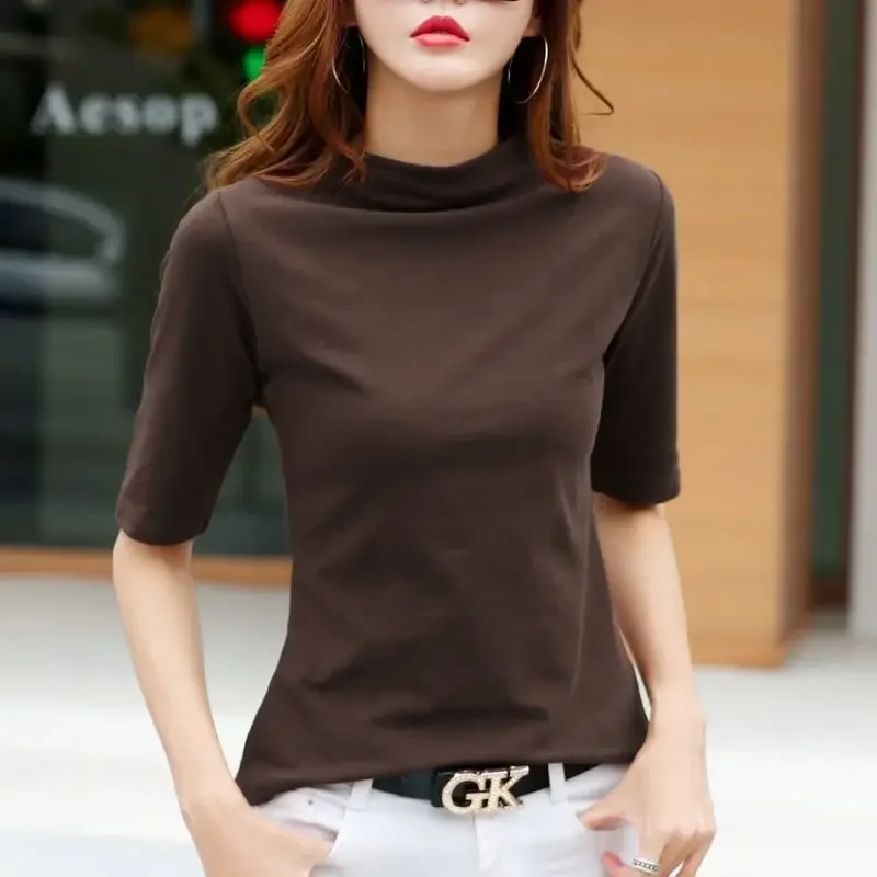 Женский топ-поло на весну и осень с воротником-поло/черепаховым воротником