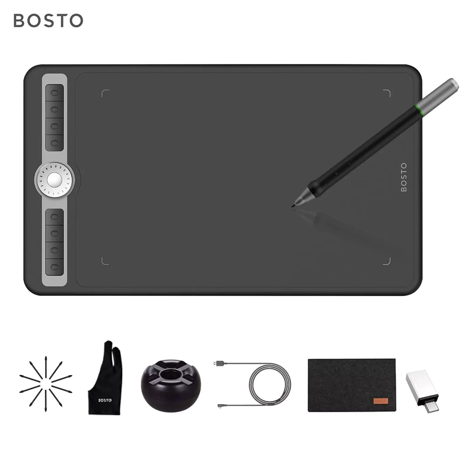 

BOSTO T1060 Digital Tablets 10 x 6 Inch Graphic Drawing Digital Table with Battery-free Stylus 8192 Levels Pressure 8 Express