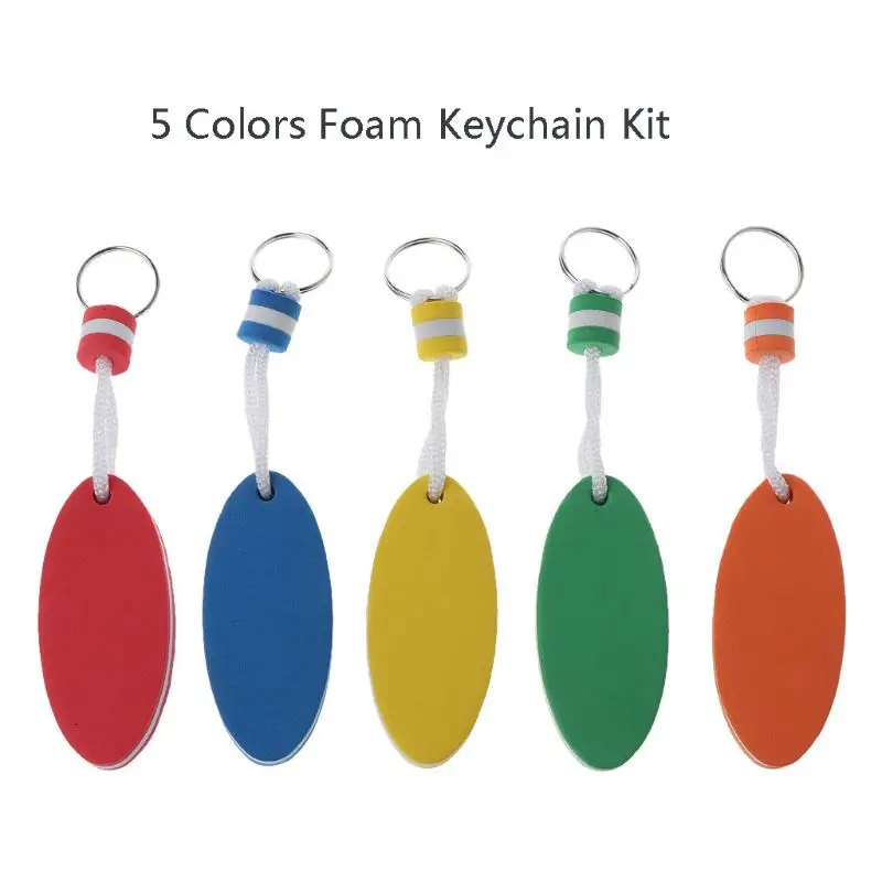 

5 Colors Foam Floater for KEY Rings Oval Shape Keychains for Surfing Outdoor Spo