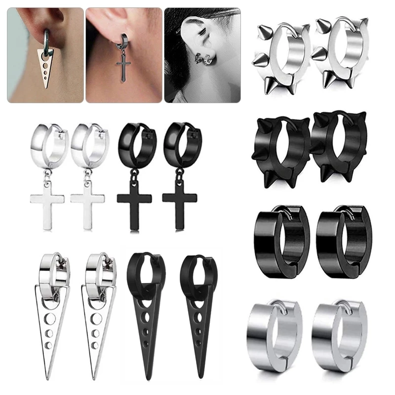 Серьги-кольца унисекс ювелирные украшения для ушей в стиле панк из нержавеющей