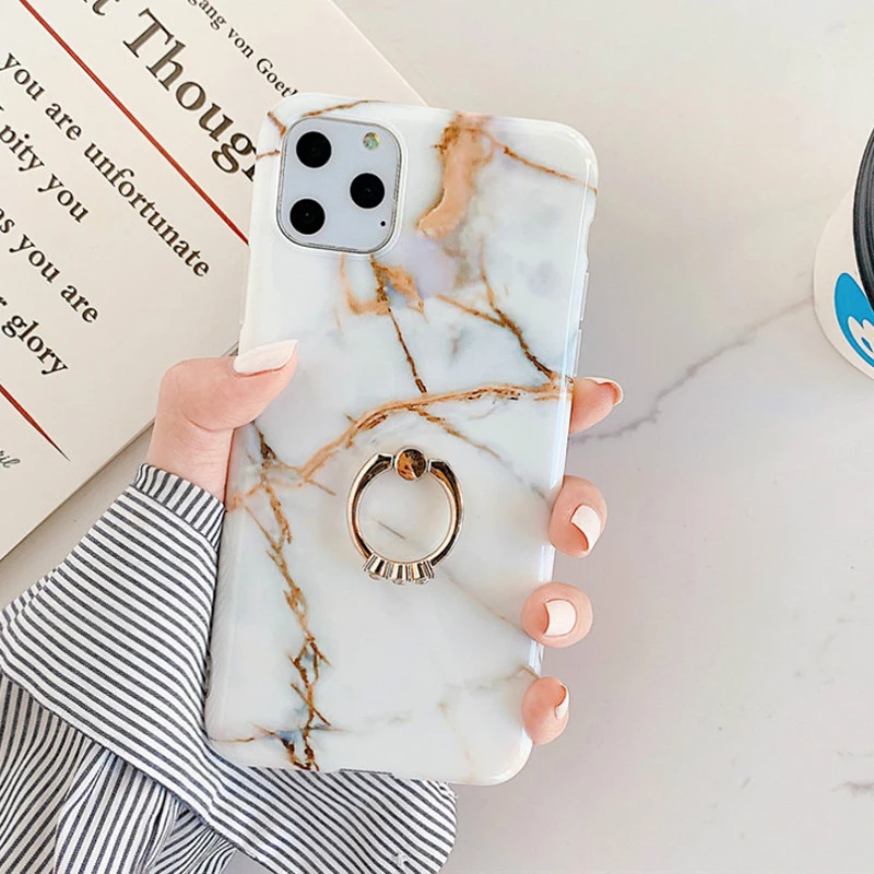 

Для Huawei P40 Lite 4G Nova 6 SE Mate 30 P30 Pro Nova 5i Pro глянцевый мраморный узор ТПУ искусственные чехлы с кольцом-держателем чехол