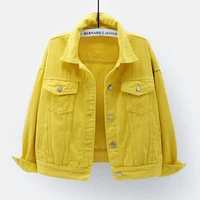 womens denim jacket spring autumn short coat pink jean jackets casual tops purple yellow white loose tops lady outerwear2022