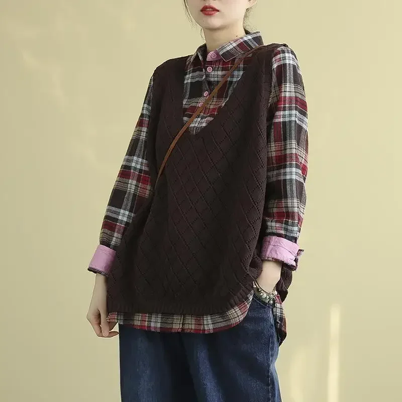 Женский свитер винтажный женский вязаный жилет новый трикотаж весенне-осенний