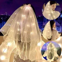 led butterfly veil night lights fairy ribbon korean luminous headgear veil wedding christmas wedding new year decoration