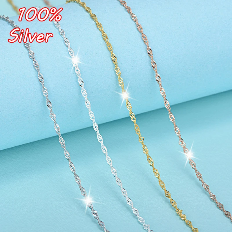 

45cm S925 sterling silver Color necklace water wave female clavicle chain with chain wholesale