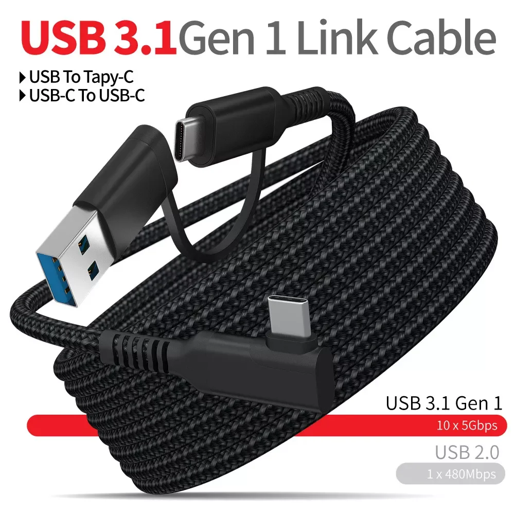 

Кабель Oculus Quest с 2 звеньями USB 3,1 Gen 2 Type C для передачи данных, кабель быстрой зарядки 3 м 5 м, паровые аксессуары VR Type-C