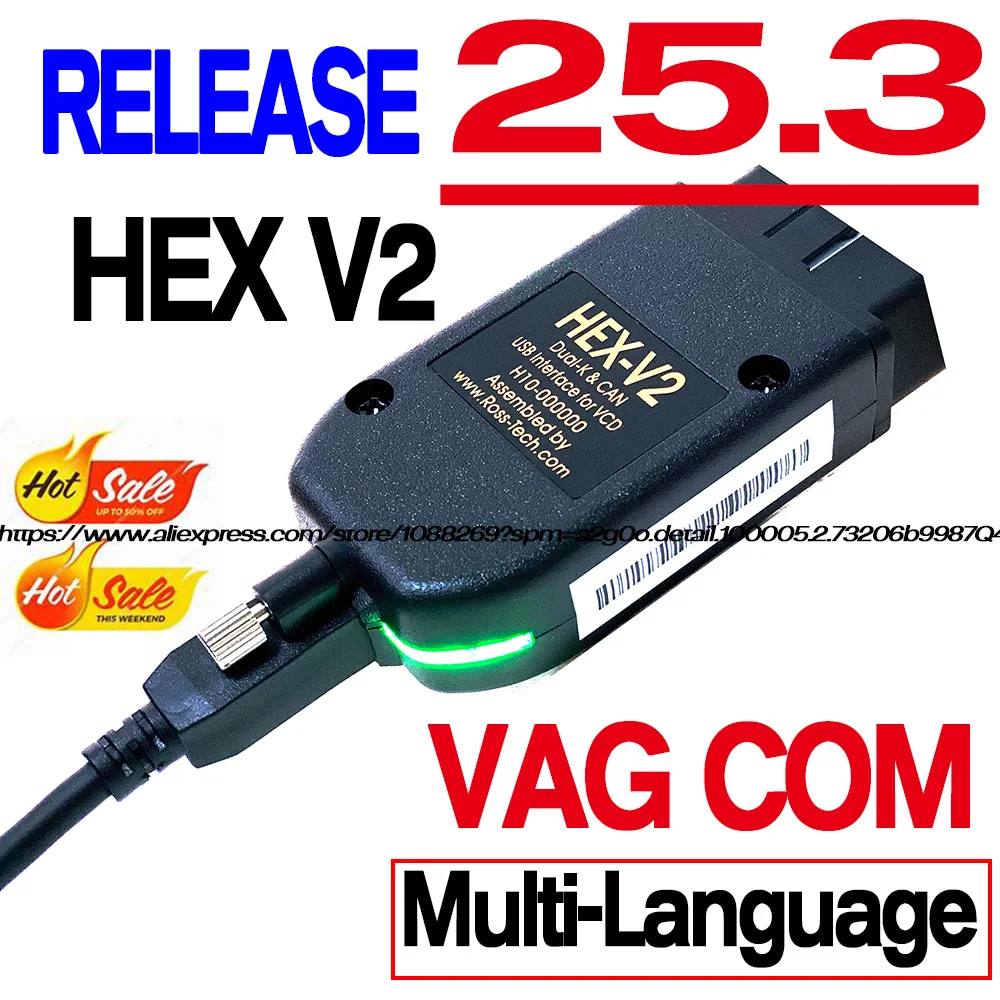 

Интерфейс VCDS VAGCOM 2025 VAG HEX V2 Обновление 25,3 ДЛЯ VW Для AUDI Skoda Seat Многоязычный автомобильный авто com Диагностика VAGOM Tools
