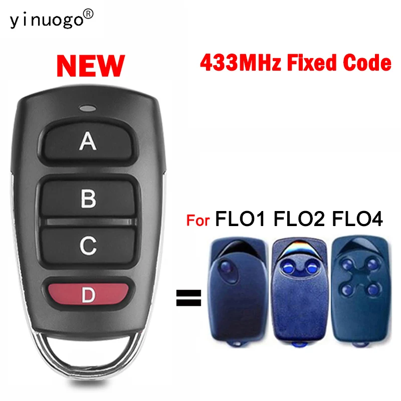 

For FLO1 FLO2 FLO4 Garage Door Remote Control 433MHz Fixed Code Remote Control Duplicator Garage Door Opener Command 433.92MHz