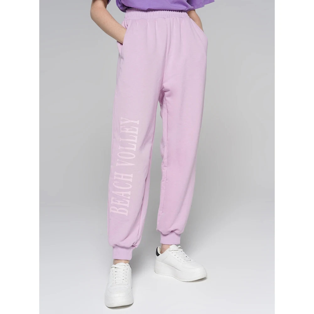  Спортивные брюки TBOE для женщины 87% хлопок, 13% полиэстер сиреневый 