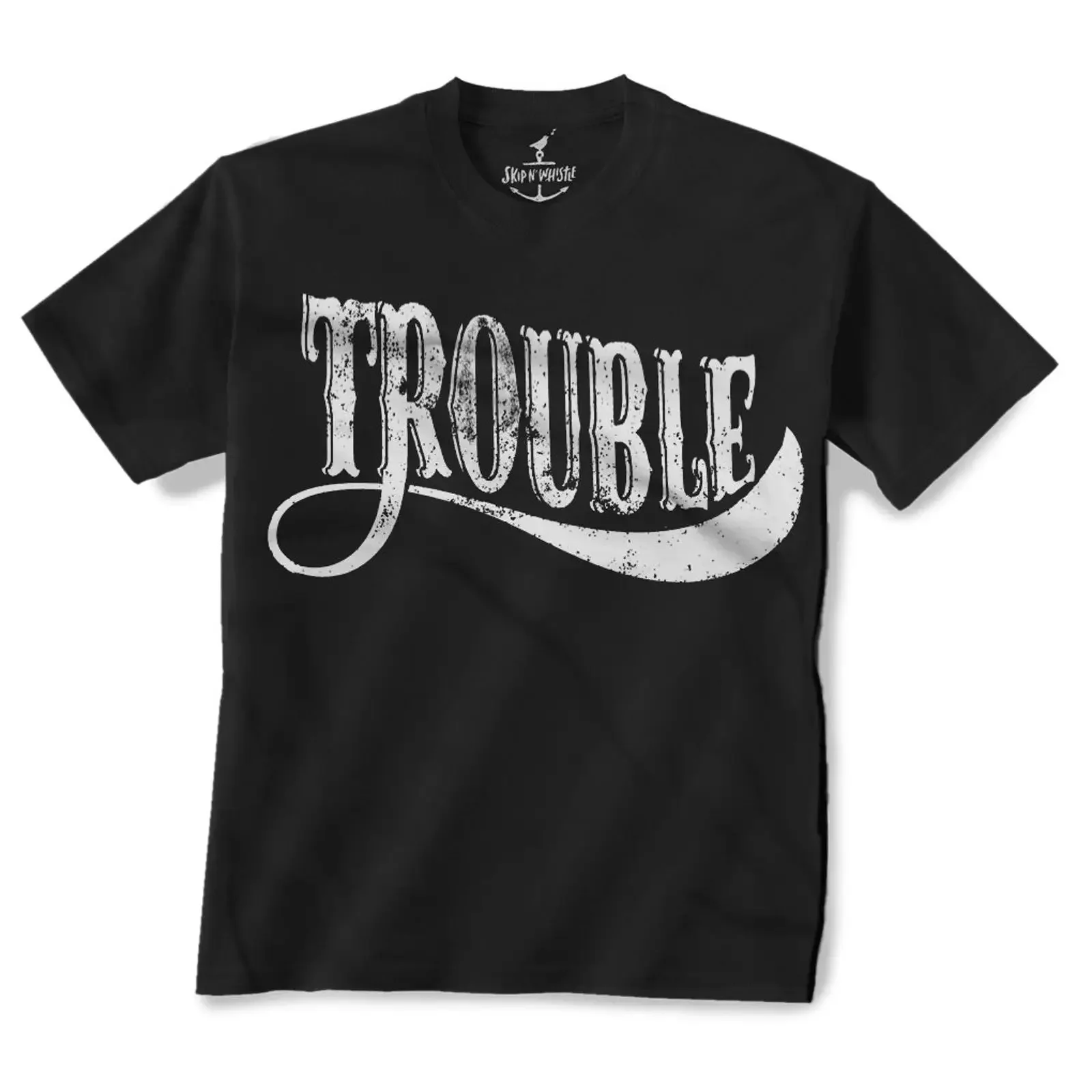 Фото Футболка TROUBLE KIDS, 7 цветов на выбор, размеры 2T, 3T, 4T, Youth XS, Youth SM, Youth M, Youth L, винтажная, с эффектом потертости, универсальная, мужская, слегка комфортная. №1