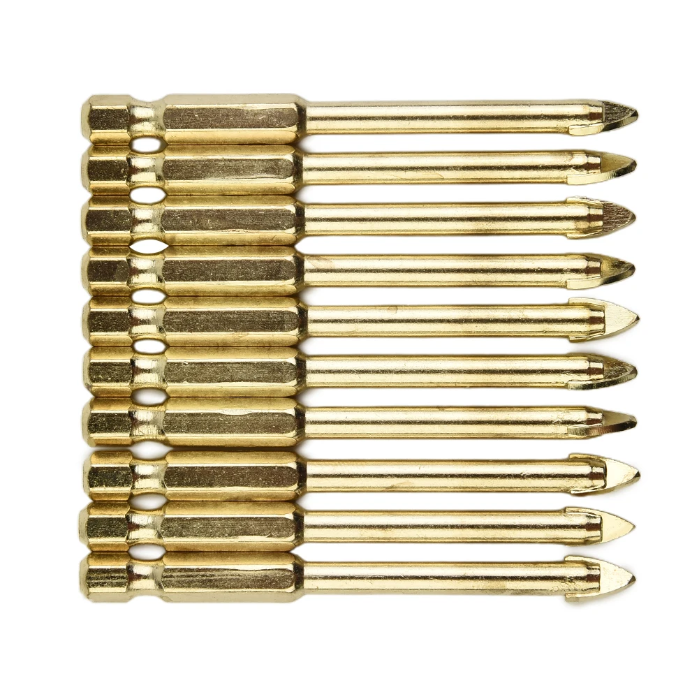

10* Drill Bit 10pcs 6mm Alloy Ceramic Spear Head Superhard Tile Glass Titanium Tungsten Carbide Portable Pratical