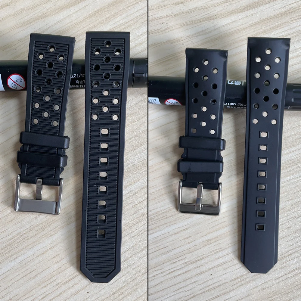 

Nologo Diving 22mm Original Silicone Watchband Black Rubber Band Tropic Waterproof Bracelet