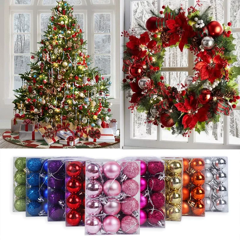 

Christmas Balls Glitter Christmas Tree Ornaments Hanging Christmas Decorations for Home Palline Navidad Xmas Decor Noel