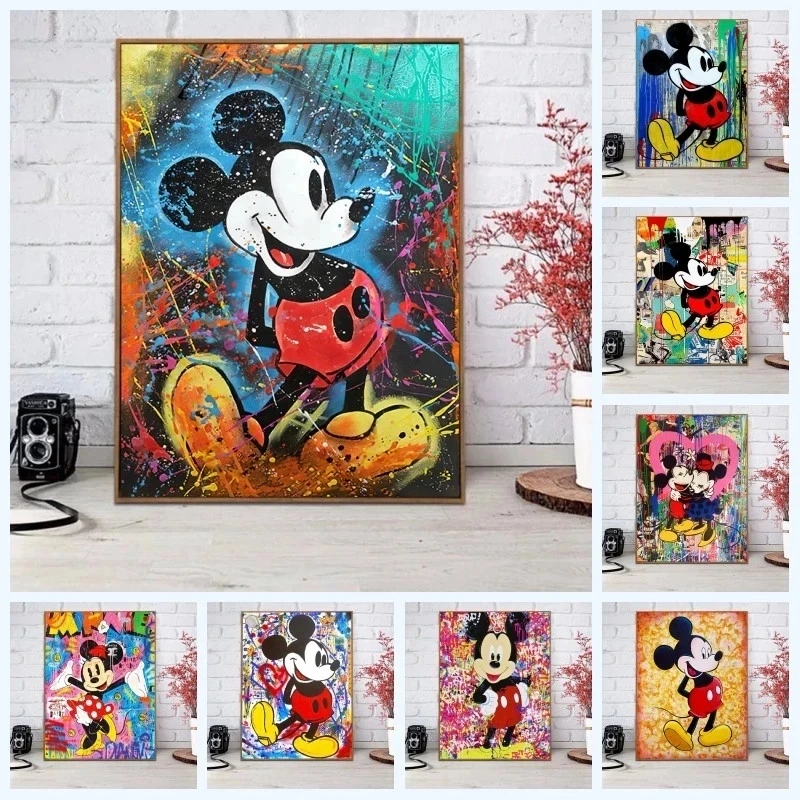 

Постер с Микки Маусом, настенные художественные плакаты из белой крафт-бумаги и аксессуары для эстетического украшения дома