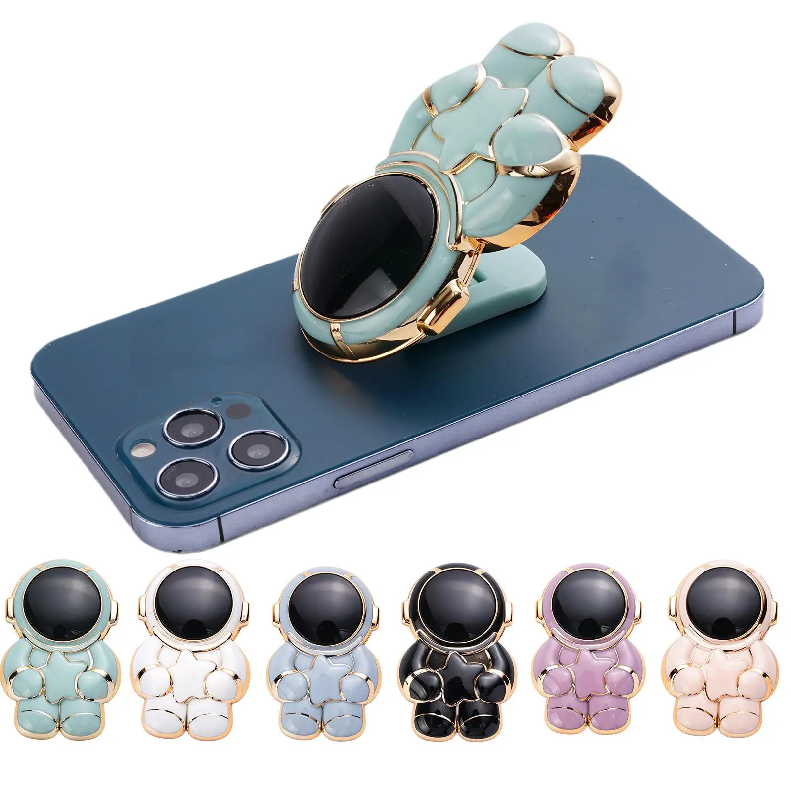 6D Plating Astronaut Hidden Stand For IPhone Universal 6D Astronaut Phone Stand Foldable Phone Mount Finger Phone Holder VIP