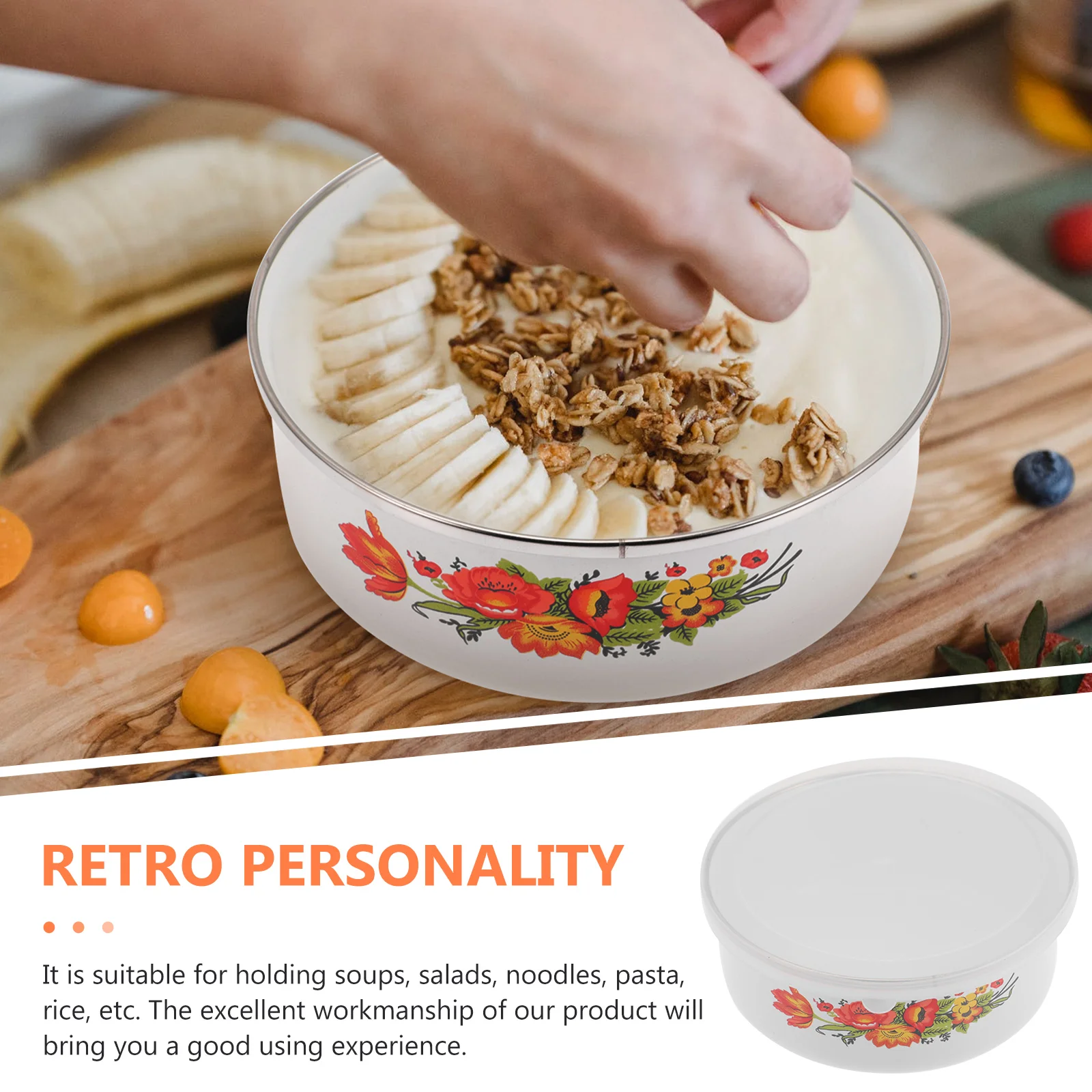 Миска эмалированная столовая посуда для салата рамен пасты лапши супа тарелка