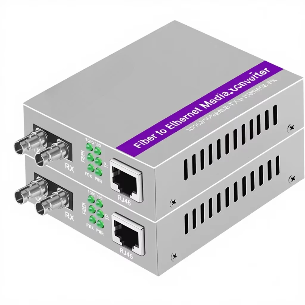 Фото XZSNET Gigabit ST RJ45 Многомодовый оптоволоконный медиаконвертер Ethernet (850 нм, 550 м), Plug & Play, 10/100/1000 Base-T, с автоматической настройкой №1