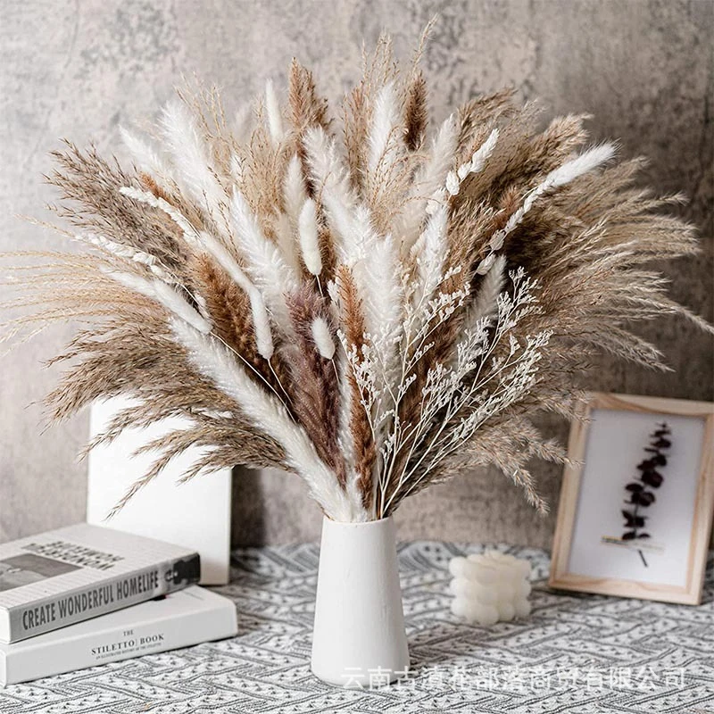 

60-100Pcs Natural Dried Pampa Grass Bouquet Boho Home Decor Bouquet Phragmites Dried Flowers Wedding Decoration Home Accessories