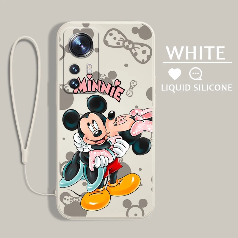 

Minnie Mickey Love Pink For Xiaomi Mi 13 12T 11i 11X 10S 10 Pro Lite Ultra 5G Liquid Rope Silicone Phone Case