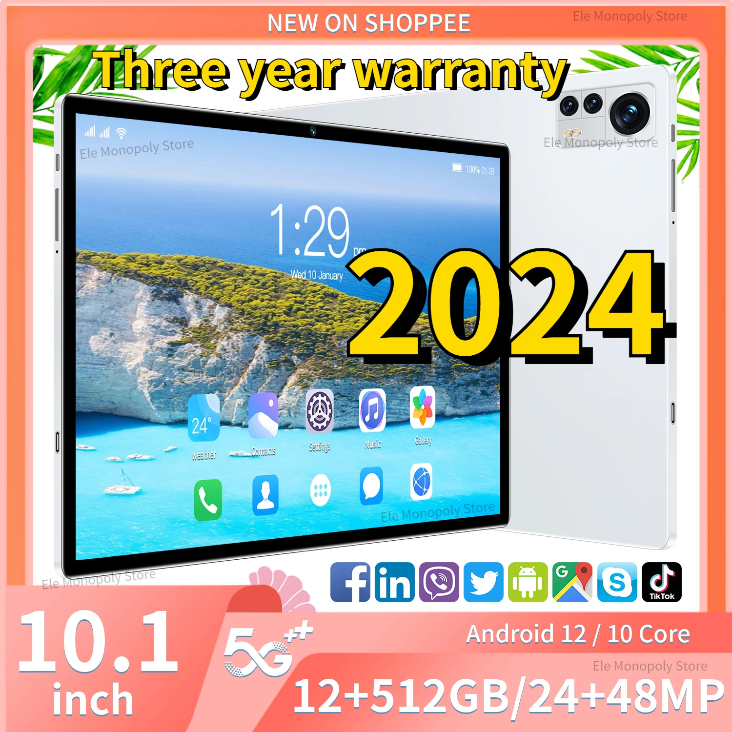 

2024 Gobal Version New Tablet Pc 11 Inch Android 13 Bluetooth 12GB 512GB Deca Core Google Play WPS 5G/4G WIFI Hot Sales Laptop