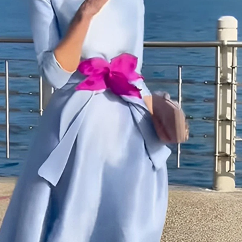 Beautyblue элегантные женские платья 2024 новая мода однотонные с завязкой на талии