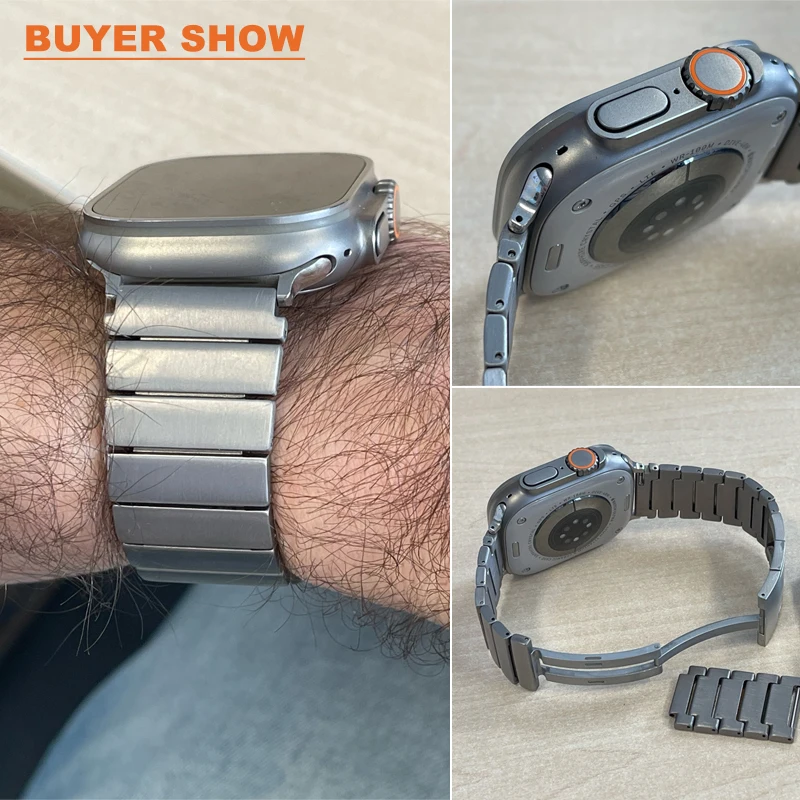Luxury Titanium Alloy Band for Apple Watch Ultra 49mm 8 7 45mm 41mm Strap Link Bracelet for iWatch Series 6 5 4 3 SE 44mm 42mm