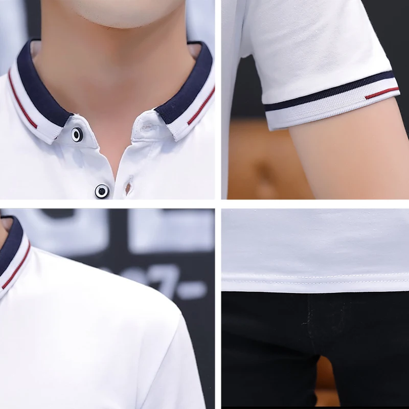 BROWON 2022 summer casual polo shirt men short sleeve turn down collar slim fit sold color polo shirt for men plus size