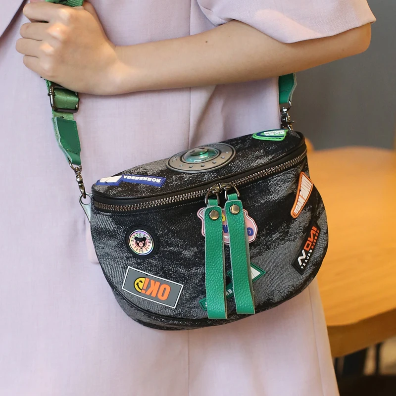 

Fanny Pack Designer for Women Chest Real Leather with Canvas Bag Shoulder Crossbody Sling Bags for Women Sac