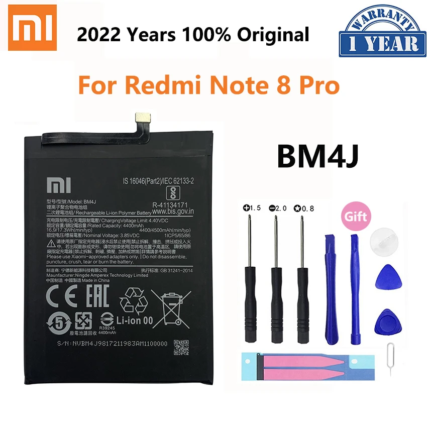 100% Orginal Xiao mi  BM4J 4500mAh Battery For Xiaomi Redmi Note 8 Pro High Quality Phone Replacement Batteries
