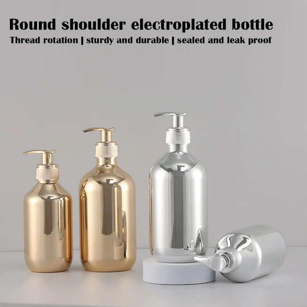 

300/500ml Electroplating Shampoo Bottle Pet Press Type Soap Bathroom Dispenser Bottle Shower Gel Large-capacity Lotion New P1p9