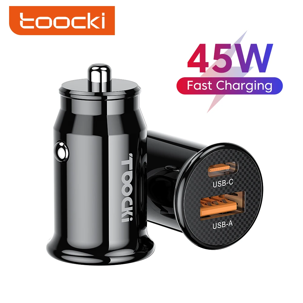 

Toocki USB Type C Car Charger Fast Charging QC 4.0 PD USBC 45W Quick Charge Car Phone Charger For iPhone Xiaomi Huawei Samsung