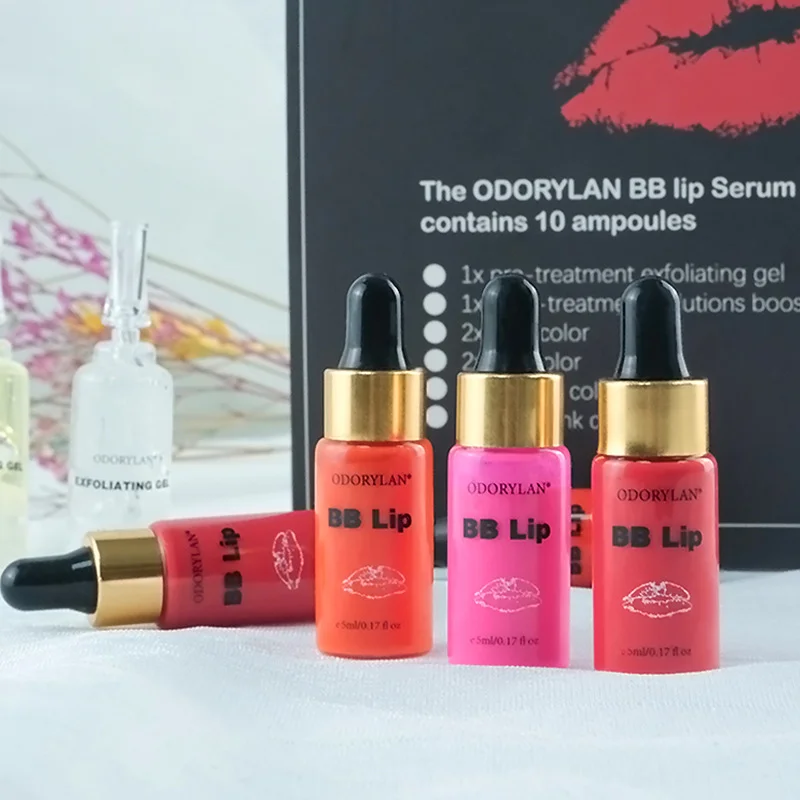 

Sdotter 10 vials 3 Color Korean Glow BB Lips Ampoule Serum Kit BB Lip Serum Pigment BB Cream Set for Lip Gloss MTS Mesotherapy T