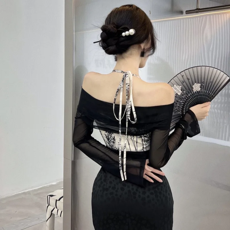 Солнцезащитная блузка из двух предметов на бретельках с открытой спиной жилет