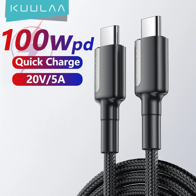 Кабель KUULLAA PD 100 Вт с USB C на Type C QC 3,0, кабель для быстрой зарядки и передачи данных 4,0, кабель для быстрой зарядки Samsung iPhone Macbook Pro USBC